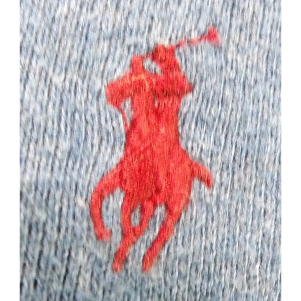 Polo by Ralph Lauren V Neck Sweater Men L Blue Pima Cotton Pony Classic Pullover